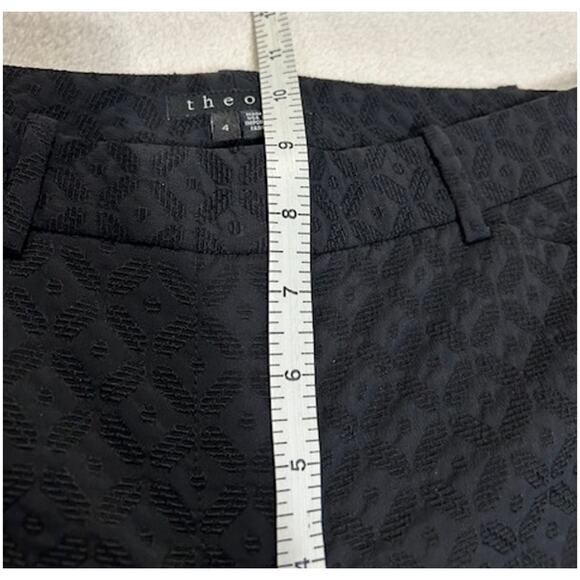 THEORY Black Izelle Charismatic Jacquard Geometric Pants Business Office Size 4 - Picture 13 of 13